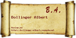 Bollinger Albert névjegykártya